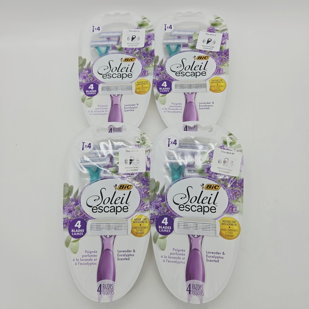 Lot 16ct Total Soleil Escape Womens Disposable Razors 4 Blades Lavender Scented